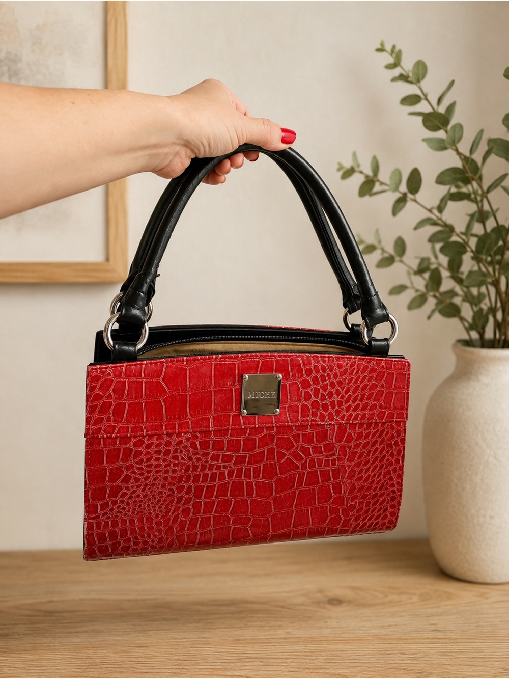 Miche Interchangeable Handbag Bundle – 2 Bags Red & Brown Croc Print